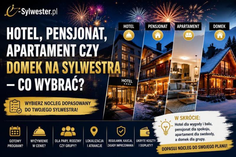 Hotel, pensjonat, apartament czy domek na Sylwestra – co wybrać?