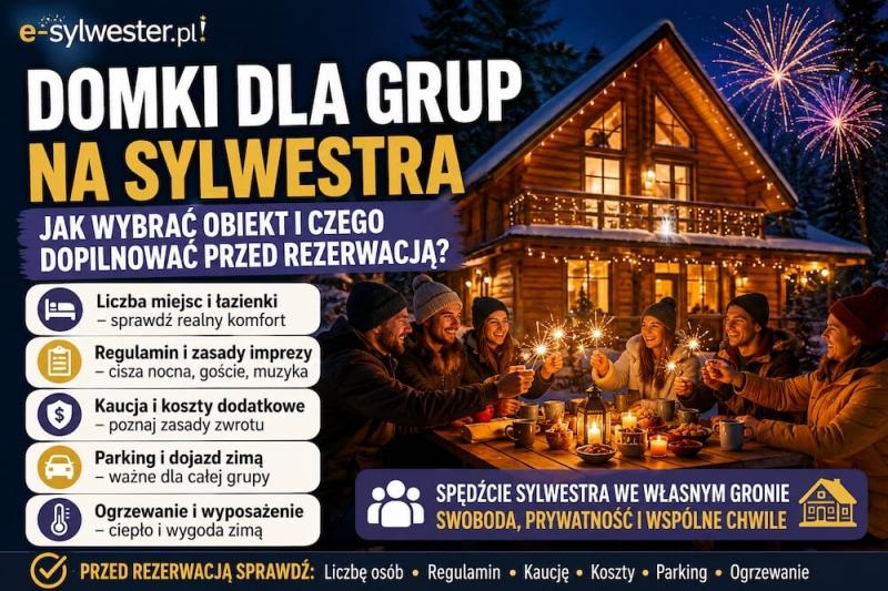 Domki dla grup na Sylwestra – co sprawdzić przed rezerwacją?