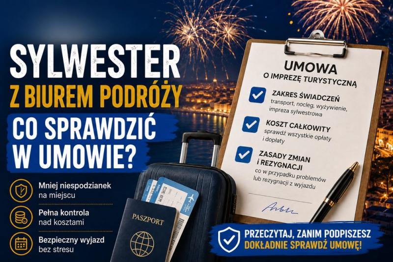 Sylwester z biurem podróży – co sprawdzić w umowie?